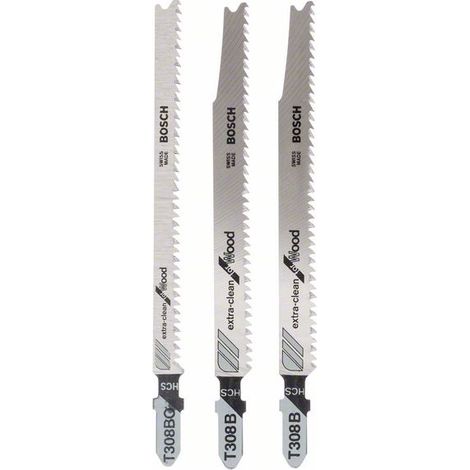 BOSCH 2609256A12 Lames de scie sauteuse, emmanchement à simple accroche, set de 3 pièces