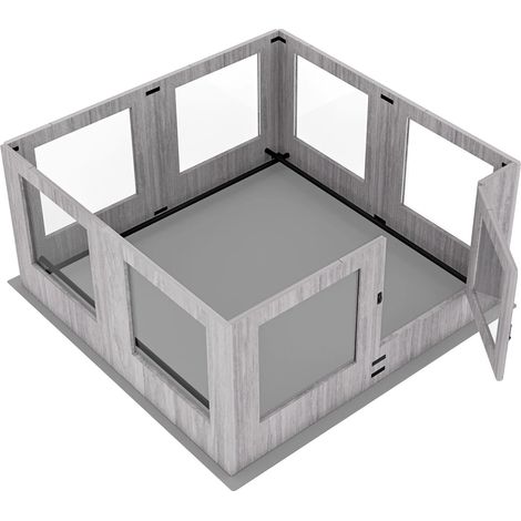 Parque para perros, cristal templado, diseño desmontable, gris claro. (1/2)