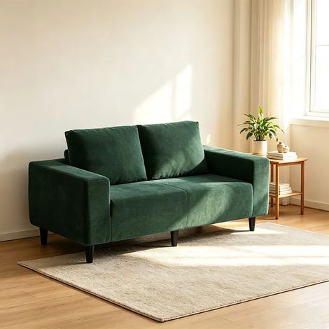 Canapé-lit 150cm de large, garnissage en mousse haute densité, Canapé-lit 2 places pour Salon ,Canapé  2 Places avec accoudoirs -Sans Montage - Vert