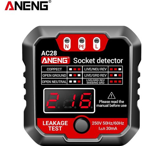 ANENG Steckdosentester mit Spannungsanzeige (LCD) und automatischer 250-V-Steckdosenprüfer