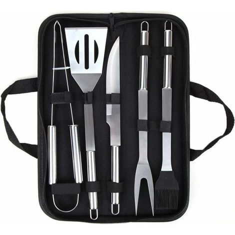 Ensemble Ustensiles de Barbecue Mallette en Aluminium, Accessoire de Barbecue Professionnel,Parfaite Set de Couverts Barbecue Libre pour Les Hommes Papa Cadeau d'anniversaire(5 pièces) (1/4)