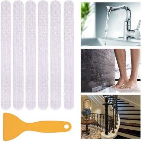 Bande antidérapante de salle de bain imperméable à l'eau sans marque adhésif anti - dérapant autocollant, 2 38cm 12 bandes (1/5)