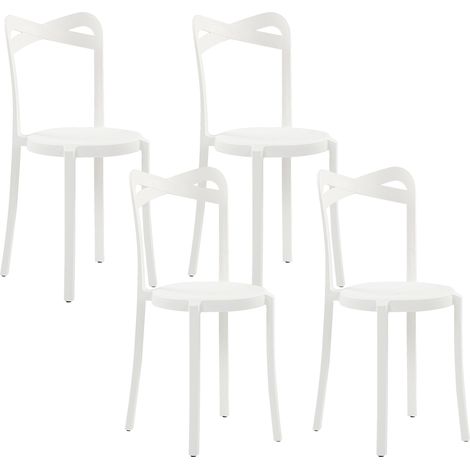 Conjunto de 4 sillas de jardín blancas polipropileno ligeras interior exterior resistente a la intemperie plástico moderno Camogli