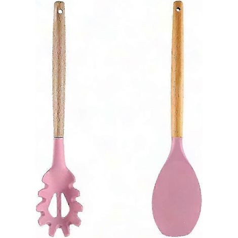 Set de 2 ustensiles de cuisine en bois rose pour poêles antiadhésives - Accessoires culinaires faciles à nettoyer (1/5)