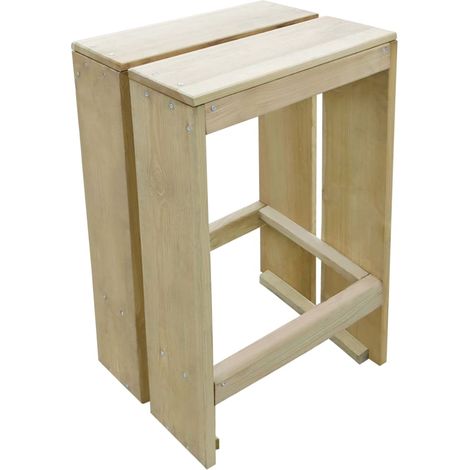 Tabourets de bar d'extérieur lot de 2 Pin imprégné