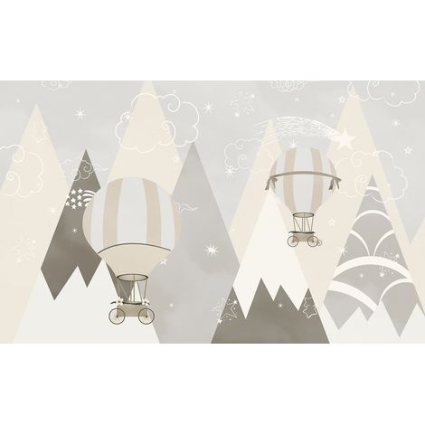 Papier peint panoramique Enfants - Montagnes Montgolfières - 130 cm x 81 cm (1/2)