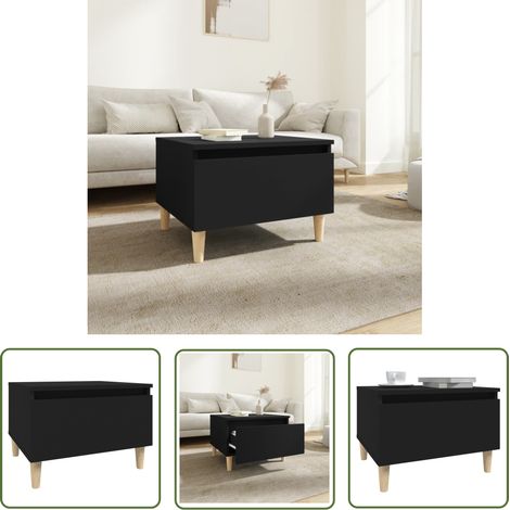The Living Store Table d'appoint Noir 50x46x35 cm Bois d'ingénierie - Table D'appoint - Meuble Design - Table Basse - Mobilier Scandinave - Table Noire (1/5)
