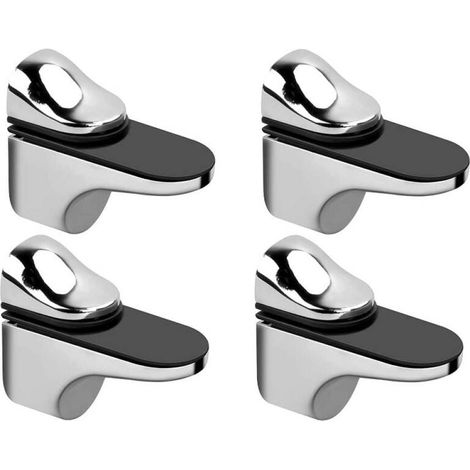 4 supports d'étagère en verre réglables - Fixation murale, adaptés aux panneaux de bois et au verre de 3 à 21 mm d'épaisseur (1/5)