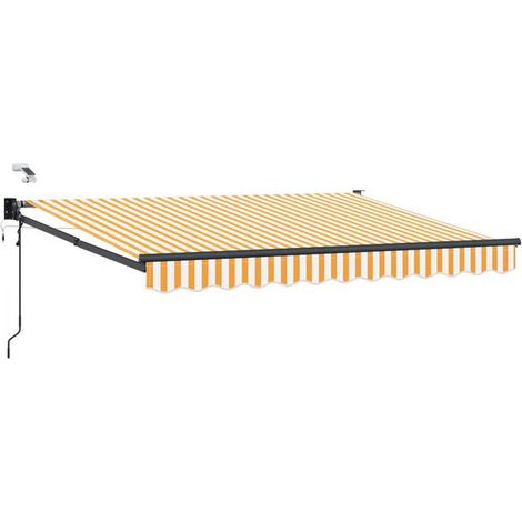 Store banne électrique rétractable, rayures jaunes et blanches, 2,5 m x 2 m (1/5)