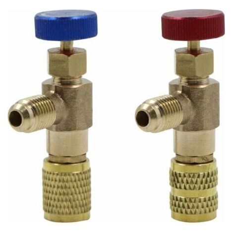 Soupape Sécurité Liquide Vanne Climatisation - Flow Valve Adaptateur Connecteur en Laiton Raccord pour R410 R22 Air Conditioning Débit Tuyau Remplissage Réfrigérant, 2 Pcs