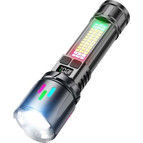 Lampe Torche LED Rechargeable Lampe Zoomable 7 Modes Lampe Torche Étanche Magnétique avec Affichage de Batterie pour Survie en Plein Air, Escalade, Travail, Panne de Courant, (1/5)