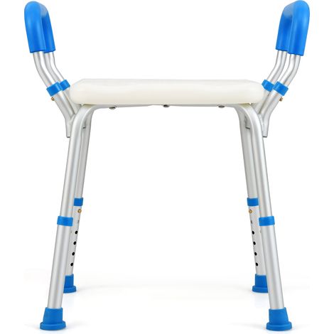 COSTWAY Bath Chair Shower Bench W/ Detachable Padded Arms-Blue (1/5)