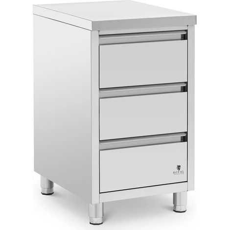 Meuble bas de cuisine professionnel 3 tiroirs 50 x 60 cm acier inoxydable (1/5)
