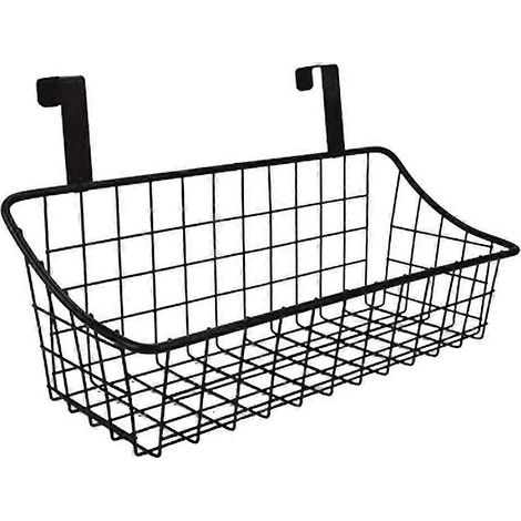 Panier avec panier grillagé, derrière une porte ou sur une balustrade, au-dessus de la porte de l'armoire, noir (1/5)
