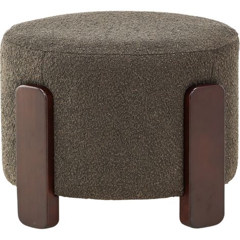 Pouf rond en tissu bouclette ø52,5cm - Gris foncé - COFFEY (1/5)