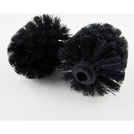 Toilet brush heads 5-pack, loose toilet brushes 10mm thread, replacement brush heads diameter 8 cm, black (1/5)