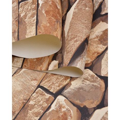 Papier peint trompe l'œil, aspect brique antique 9,5 m 0,53 m Pierre Art Déco (1/5)