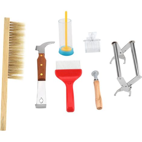 Kit d'équipement pour l'apiculture, brosse pour abeilles, fourchette à déboucher, outils pour apiculteur, 7 pièces