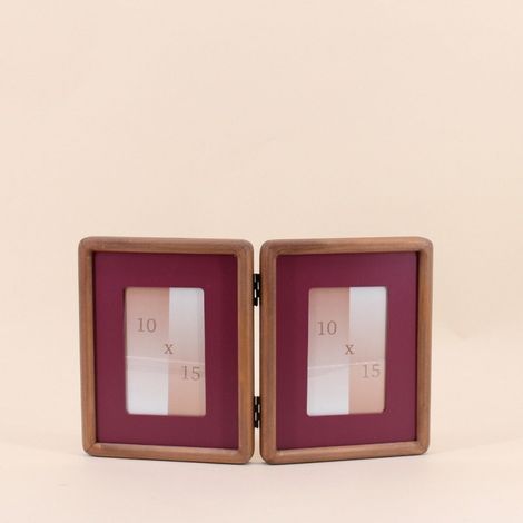Cadre photos 2 vues moulure ronde en bois 10x15cm (1/5)
