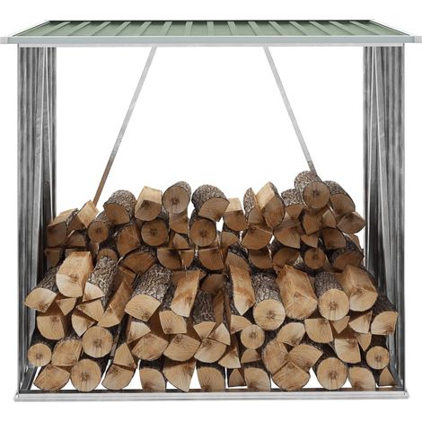 Casetilla para leña acero galvanizado verde 163x83x154 cm vidaXL
