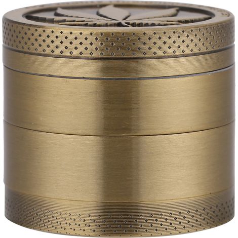 Broyeur à Herbes en Alliage de Zinc Bronze avec Design de Feuille - Moulin à Épices Métallique Coloré (1/5)