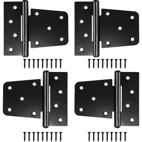 Cerniere per porte resistenti, cerniere per ante di armadi resistenti, cerniere piatte in acciaio al carbonio nero (4 pezzi)