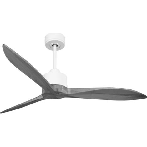 Modulo Latino Slim - Super destratificateur et ventilateur DC 132 cm blanc pales bois gris idéal 26 à 40 m²