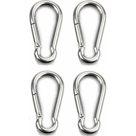 4 ganci a moschettone resistenti per sport, cani con bloccaggio, altalena per amaca, acciaio inossidabile 304, spessore 6 mm