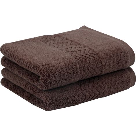 Serviettes à mains en coton, très absorbantes, lot de 2 (marron), 33 x 75 cm