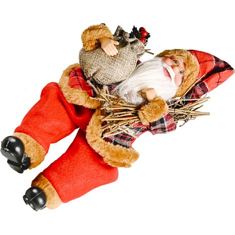 Décoration de Père Noël, figurine de Père Noël mignonne, jouet, ornement de table style fêtes pour la maison, le bureau, figurine assise, modèle de bûcher (1/5)
