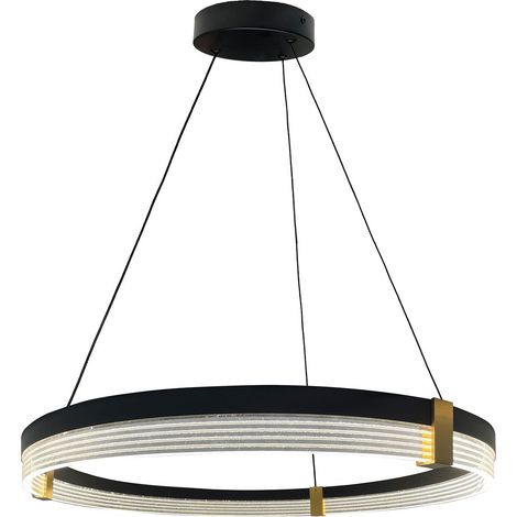 Lampada a sospensione nera anello 60cm LED CCT 32W (1/5)