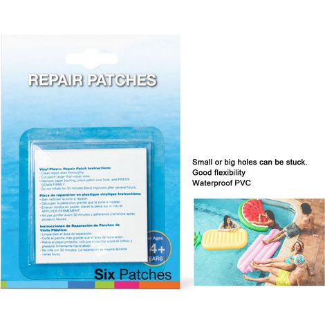 Packung mit 6 aufblasbaren, wasserdichten, flexiblen und selbstklebenden Reparaturflicken, geeignet für aufblasbare Betten, Sofas, Boote usw. (1/5)
