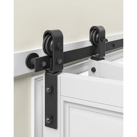 Kit complet de ferrures de porte coulissante à double volet, 1 m, pour système de ferrure directionnel unilatéral, système de porte coulissante pliante pour bois double porte 45,72 cm (1/5)