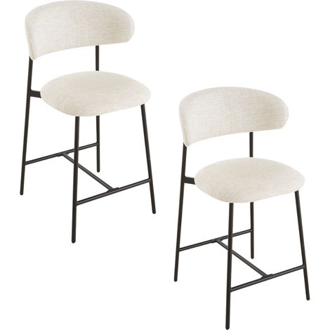 Set di 2 sgabelli in tessuto mélange con gambe in metallo - DRACO