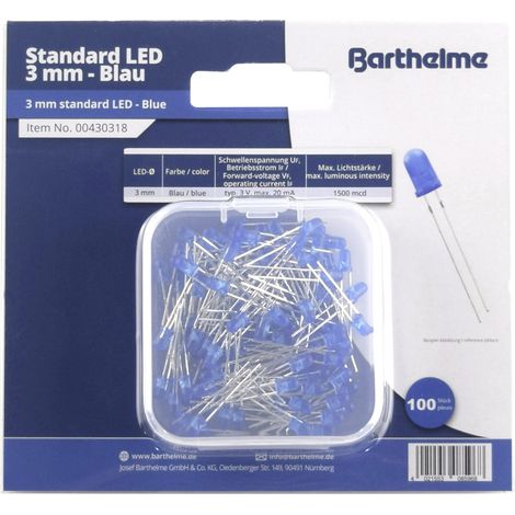 Barthelme LED-Sortiment Blau Rund 3 mm 1500 mcd 30 ° 20 mA 3 V (1/2)