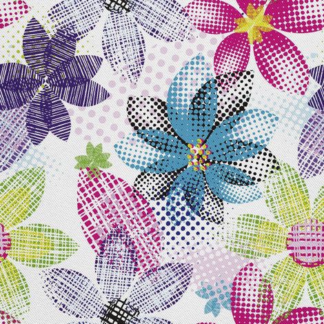 Telas decorativas para exteriores estilo oxford con estampado floral en colores vibrantes. (1/5)