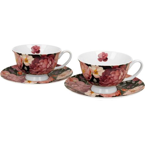 Juego de 2 tazas y platillos Spring Rose Black (1/5)