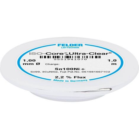 Felder ISO-Core Ultra-Clear Sn100Ni hilo de soldadura transparente 1 mm