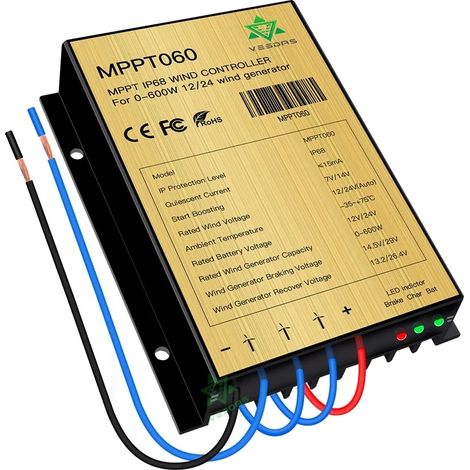 Contrôleur de Charge Éolienne, MPPT Boost, Fonctionnement Automatique, MPPT060, 12 V (1/2)