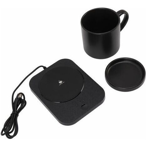 PA Chauffe tasse,Tasse à café chauffante électrique, 55℃ chaud constant, alimentation USB, avec tasse en céramique, pour le bureau, 5V,Noir (1/5)