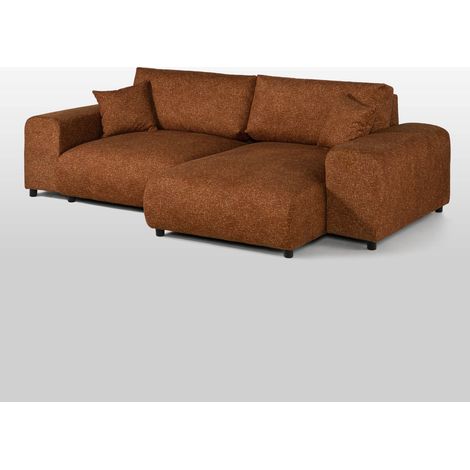 Canapé d'angle PAULINA en Tissu Peluche Orange 237×144×79 cm