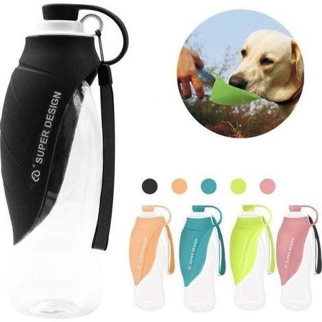 Bouteille d'eau pour chien Voyage en silicone Portable Bouteille d'eau pour chien Voyage (Noir) (1/5)