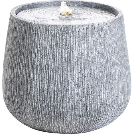 Fuente de agua LED para jardín exterior cascada enchufe resina gris Cascata