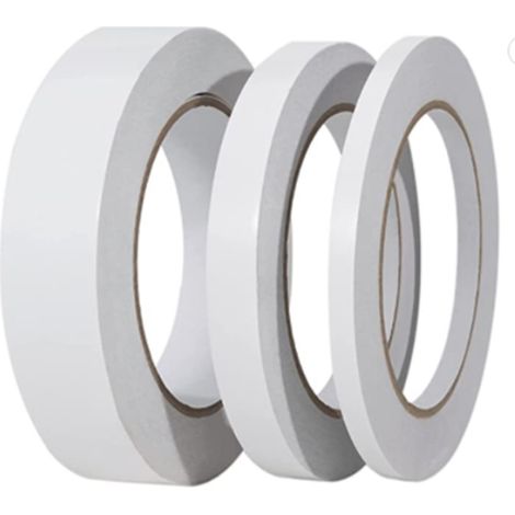 3 rouleaux ruban adhésif double face, largeurs 8 mm, 12 mm, 20 mm, longueur totale 60 m, transparent, pour loisirs créatifs et bureau (1/5)