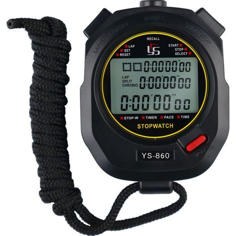 Chronomètre numérique étanche avec grand écran – Minuterie 60 tours – Compte à rebours – Résistant aux chocs – Pour course et natation (1/4)