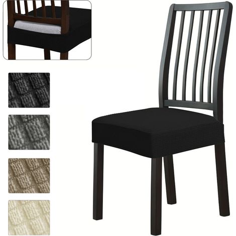 Set di quattro coprisedie da pranzo, misura universale - sfoderabili, facili da pulire e resistenti (4 pezzi, nero)