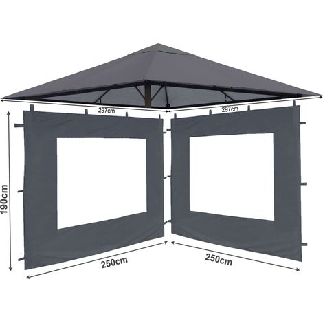 Set Ersatzdach und 2 Seitenteile  für Garten Pavillon 3x3m Grau RAL 7012 Antik Pavillondach Ersatzbezug Seitenwand (1/5)