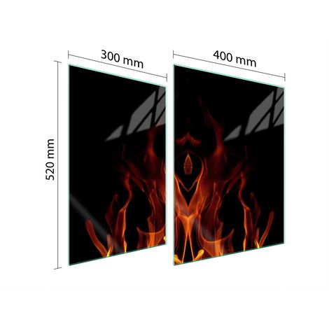 PLACA PROTECTORA DE VIDRIO PARA ESTUFA 70x52 FUEGO (1/5)
