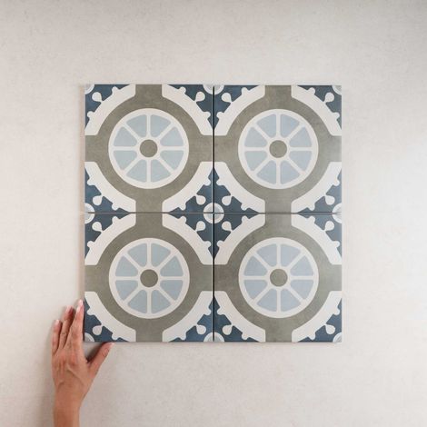 Carrelage Imitation Carreaux De Ciment 22,3x22,3 HAVANA White Round (0,65m²) - Les Carreaux de Jean