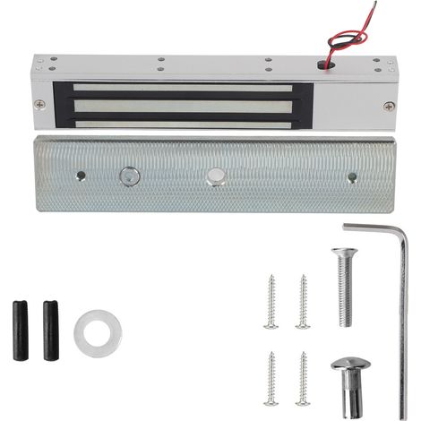 Serrure électromagnétique monoporte 12V 280kg force de maintien alliage aluminium anodisé avec voyant LED pour porte bois métal verre (1/5)